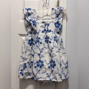 Zara Blue and White Ruffled Tiered Sundress size 3-4